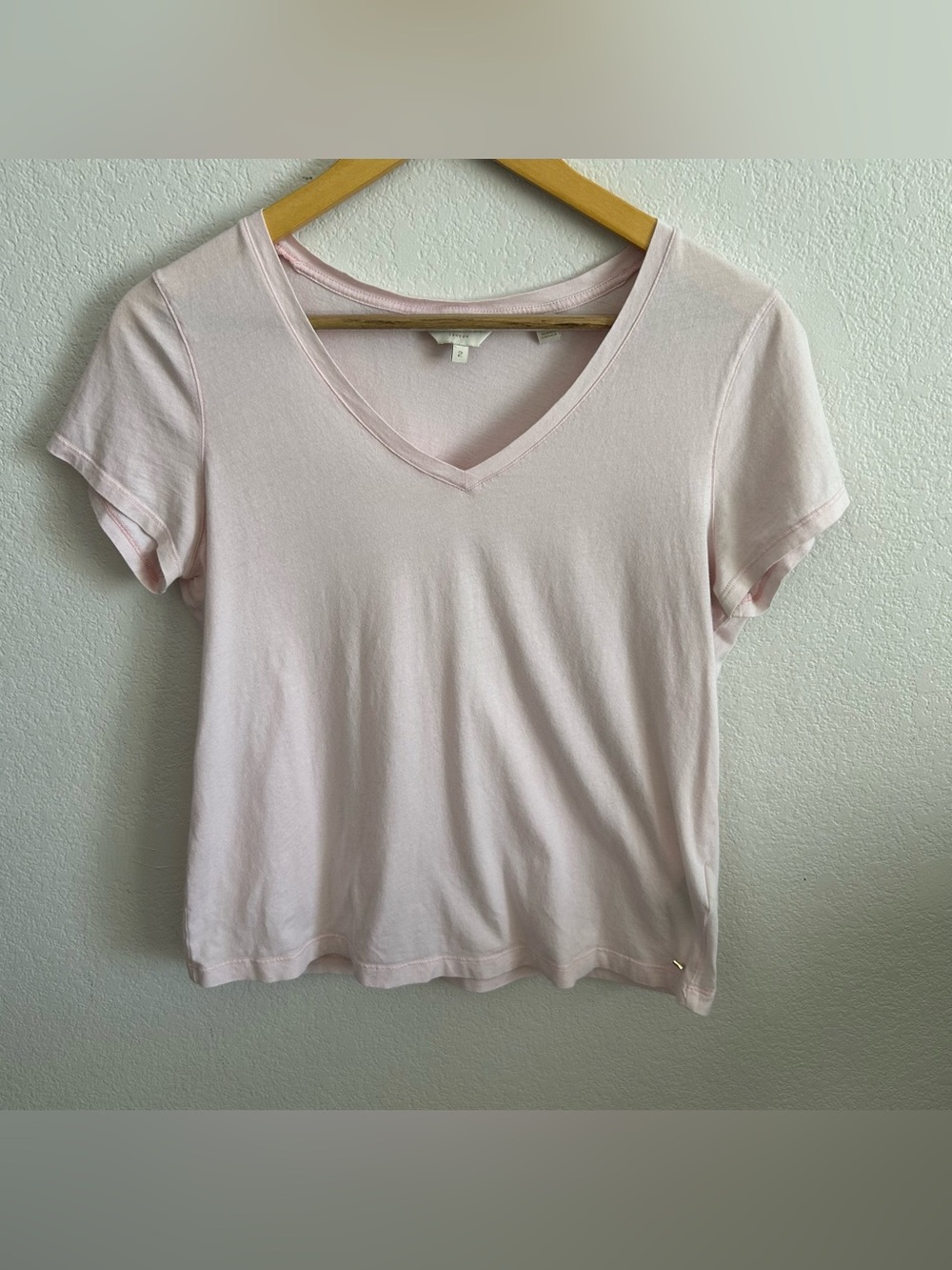 Ted Baker London Women's Pink V Neck Cotton Short Sleeve T Shirt Top Size 2